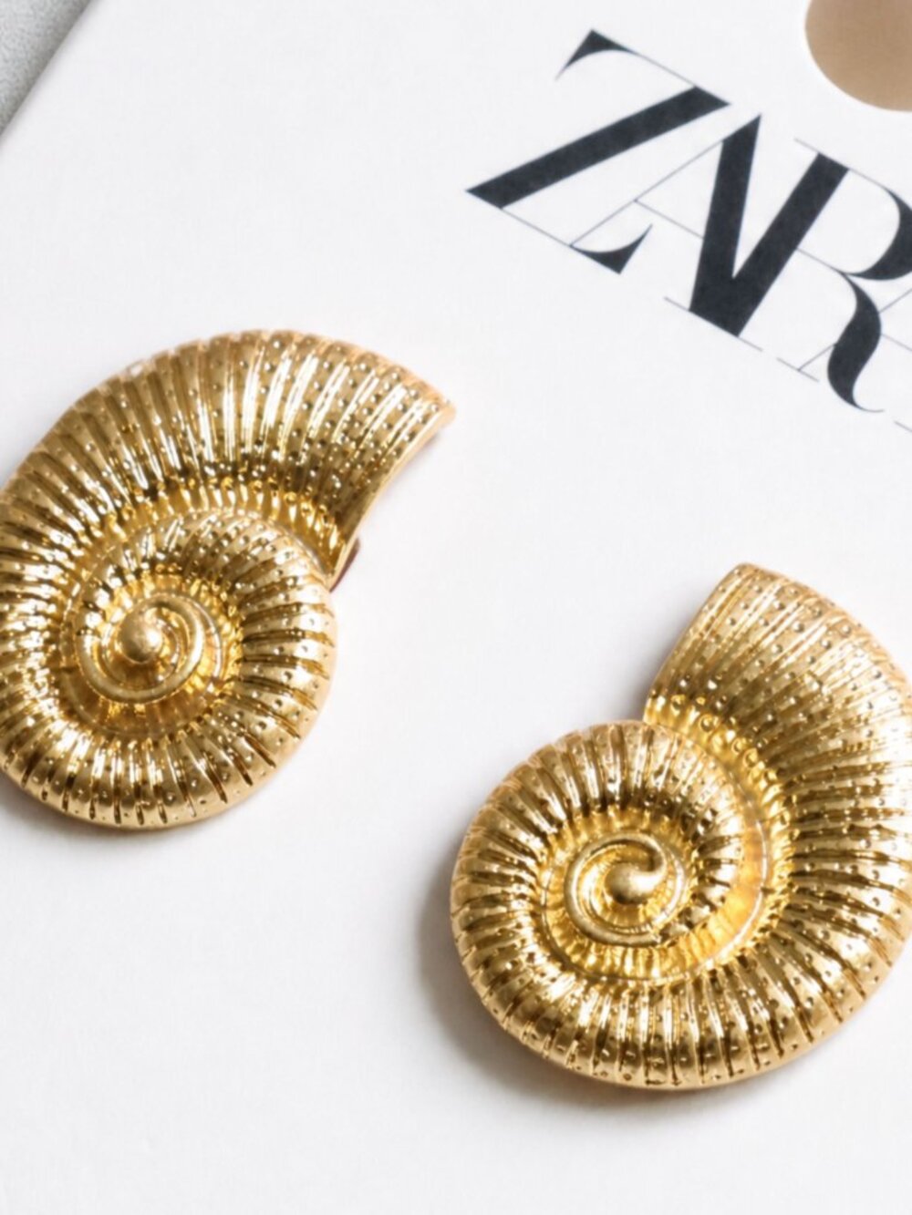 Zara Gold Shell Stud Earrings - Picture 2 of 2